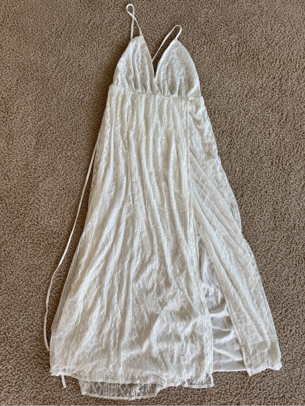 White Lace Maxi Dress with Slit